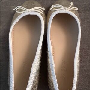 J. Crew kids Metallic Gold Flats with White Trim